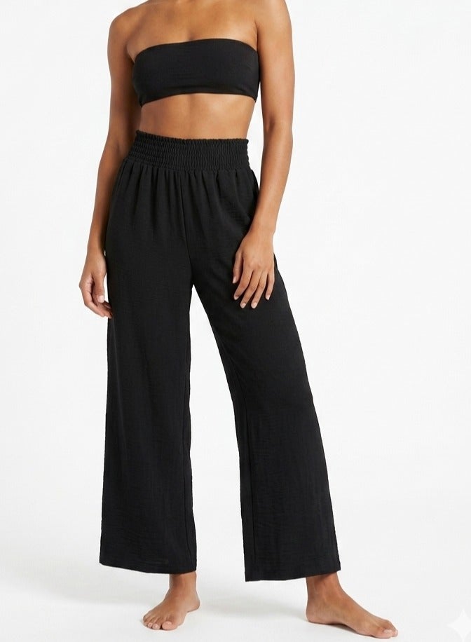 Women black palazzo pants loose