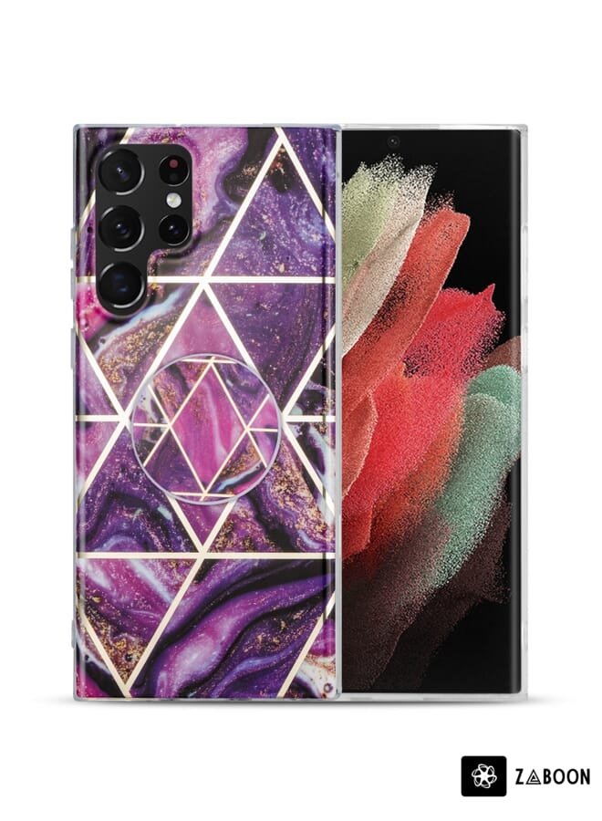 Zaboon Protective Case For Samsung Galaxy A53 5G IMD Marble TPU  with Folding Holder - Image 1