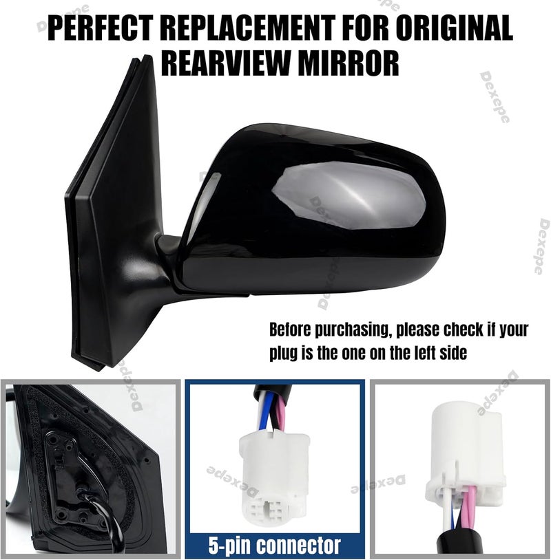 Dexepe Driver Side Mirror Assembly for Toyota Corolla 2009-2013 - Heated Power Adjustable Glass - Image 2
