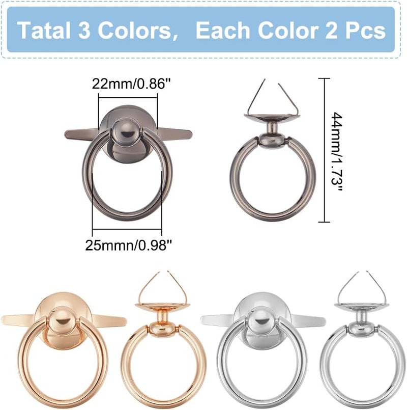 klarako 6pcs Purse Suspension Clasp, 3 Colors Metal Side Clip Buckles Bag Chain Strap Connector with O Ring Handbag Ring Clip Buckles Hardware for Bag Clasps Replacement Accessories - Image 2
