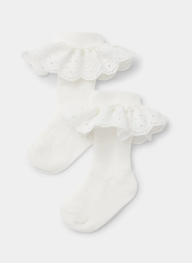 ماتلان Baby 2 Pack Cream Schiffli Frill Socks