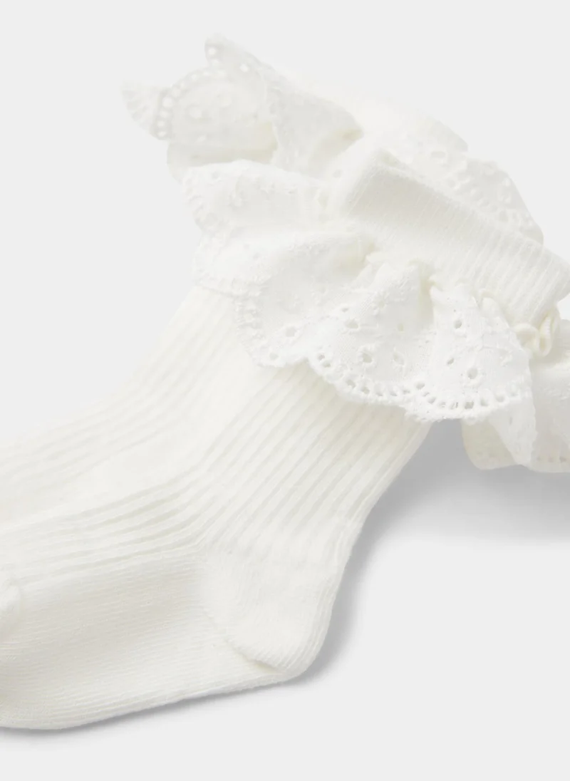 ماتلان Baby 2 Pack Cream Schiffli Frill Socks