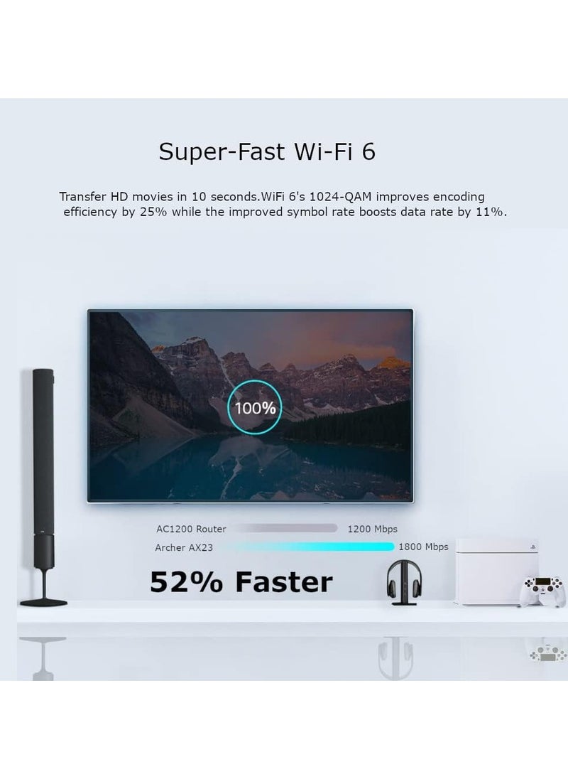 REBENUO - AX1800 WiFi 6 OneMesh Router  Mbps Gigabit VPN Router Dual-Core CPU Fibre Router WPA3 Cybersecurity Ideal for Gaming Xbox/PS4/Steam (Archer AX23) - Image 1