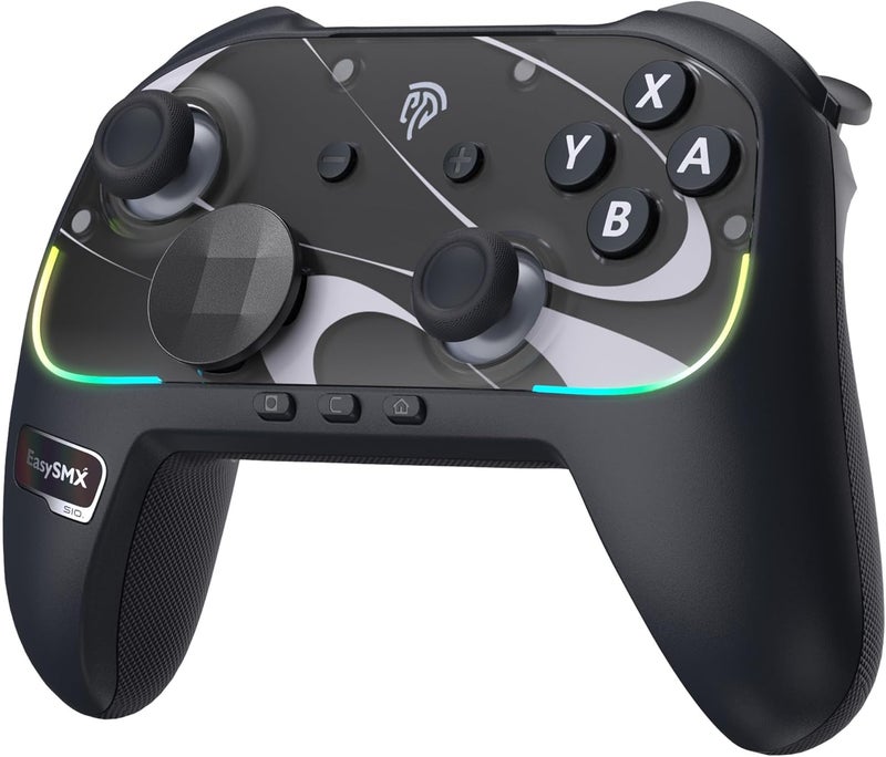 إيزي إس إم إكس وحدة تحكم EasySMX Switch2/Switch: وحدة تحكم لاسلكية للكمبيوتر مزودة بغطاء مغناطيسي، وظيفة التنبيه والاهتزاز، دعم لتقنيات HD/NFC/RGB/الجيروسكوب، مناسبة لهواتف ذكية من نوع S10 لأجهزة Switch 2/Switch/PC/أنظمة Android/iOS، اللون أسود. - Image 1