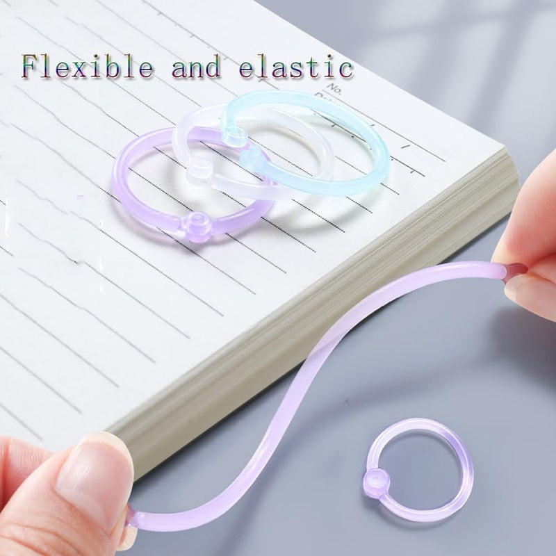 SWIUKPHE 40 Pcs 1 Inch (25mm) Multi-Color Plastic Loose Leaf Binder Rings, Flexible Book Rings for Document, Cards, Calendar, Keychain Organization, School Home Office Supplies - Image 2