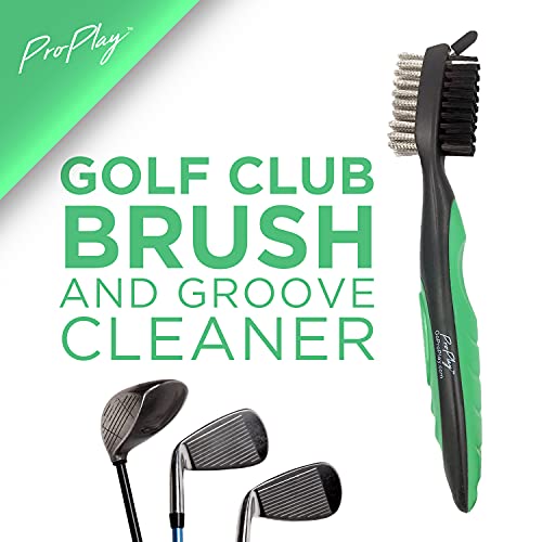 pro:play ProPlay Golf Club Brush and Groove Cleaner | Retractable Zip-line Aluminum Carabiner | Lightweight and Ergonomic Design | Easily Attaches to Golf Bag (Green) - Image 2