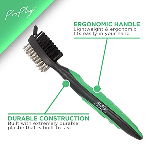 pro:play ProPlay Golf Club Brush and Groove Cleaner | Retractable Zip-line Aluminum Carabiner | Lightweight and Ergonomic Design | Easily Attaches to Golf Bag (Green) - Image 4