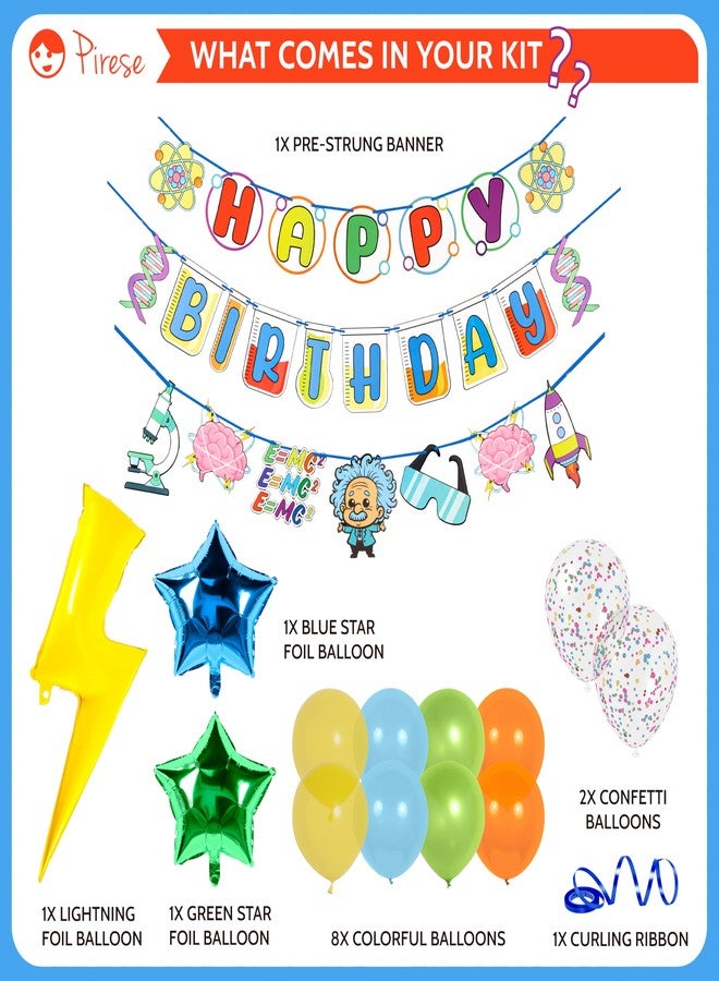 Pirese Science Birthday Party Decorations - Pre-Strung Happy Birthday Banner Kit with Balloons & Lab Decor - Science Banner, Mad Scientist Decorations, Science Theme Decor, Party Supplies Kids & Adults - Image 2