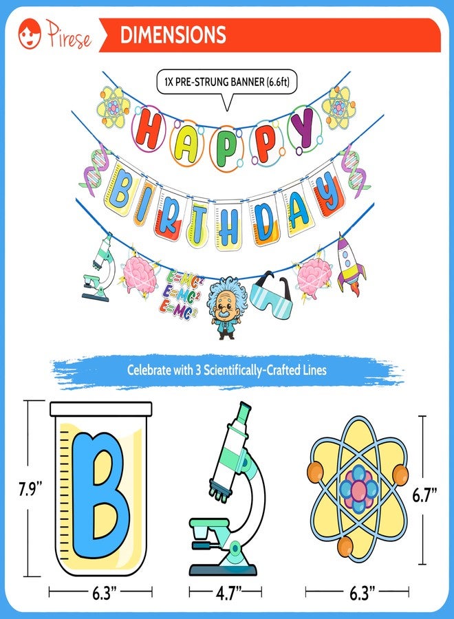 Pirese Science Birthday Party Decorations - Pre-Strung Happy Birthday Banner Kit with Balloons & Lab Decor - Science Banner, Mad Scientist Decorations, Science Theme Decor, Party Supplies Kids & Adults - Image 3