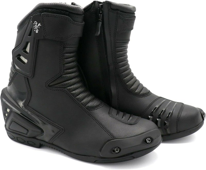 ChoCho Track Real Leather Motorbike Shoes High Tech Men's Short Motorcycle Racing Sports Boot - Image 1