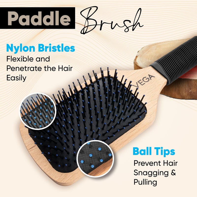 Vega Premium Collection Wooden Paddle Hair Brush - Image 4
