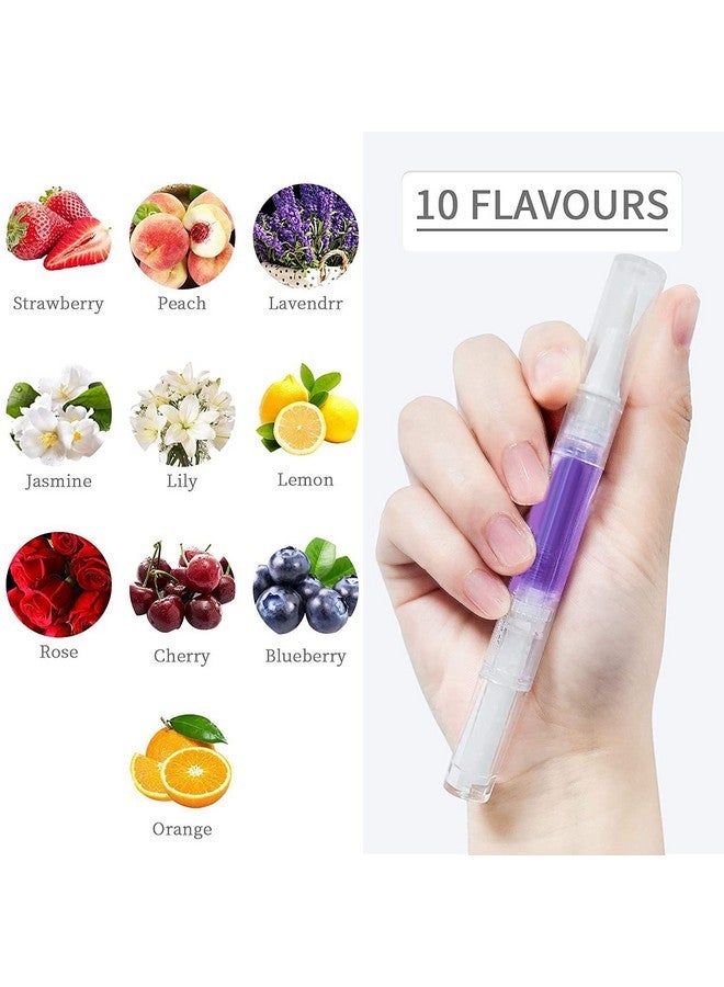 Visen 10Pcs Cuticle Oil Pens Gel,Nail Oil Pen Nail Nourishment Polish For Nails Moist And Treatment,10Kinds Of Fruity Smell Cuticle Revitalizer Oil Pen With Soft Brush,Nail Oil Manicure Repair The Cuticle, - Image 2