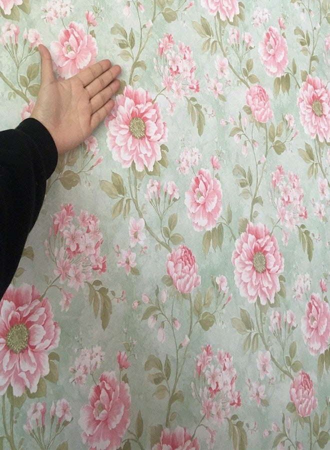 UPREDO Vintage Green Rose Wallpaper Peel Stick Shelf Liner Funitures Dresser Drawer Cabinet Adhesive Paper Decor 17.7 Inch by 100 Inch - Image 3