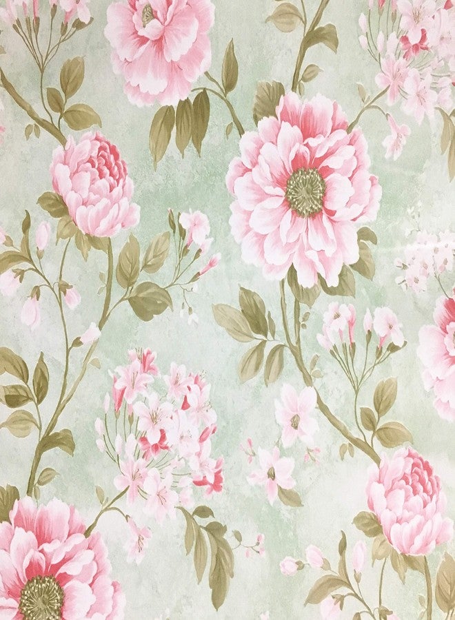 UPREDO Vintage Green Rose Wallpaper Peel Stick Shelf Liner Funitures Dresser Drawer Cabinet Adhesive Paper Decor 17.7 Inch by 100 Inch - Image 2