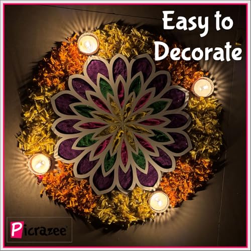 Picrazee Double Layer Rangoli Stencil Mat, Tool Kit, Rangoli for Diwali Decor, Reusable Island Portable, Diwali Decoration Item for Home Office (11.7 inch) (D1) - Image 4
