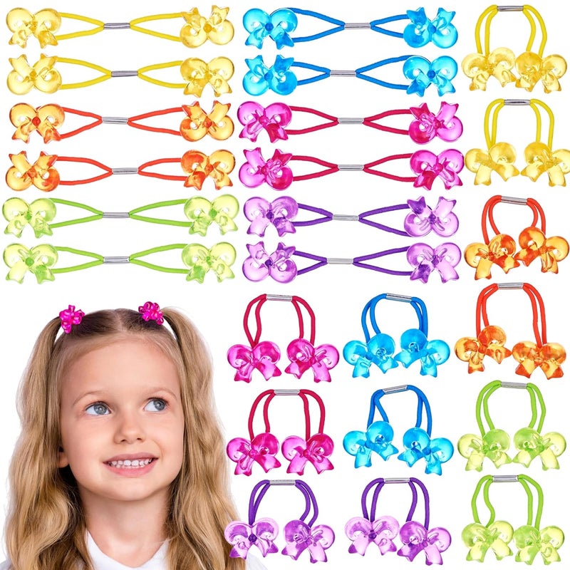 Expressions 24pc Ponytailers Ponytail Balls Hair Elastics FlowerShaped Multicolored Twin Hair Beads Bauble Hair Ties Ponytail Holders Toddler Hair Accessories Kids Hair Ties Value Pack