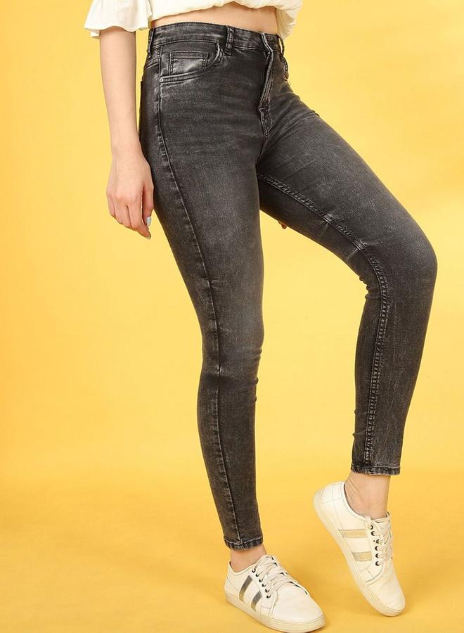 مرفوعة جينز نسائي سكيني فيت رمادي باهت فري هاند - Image 2