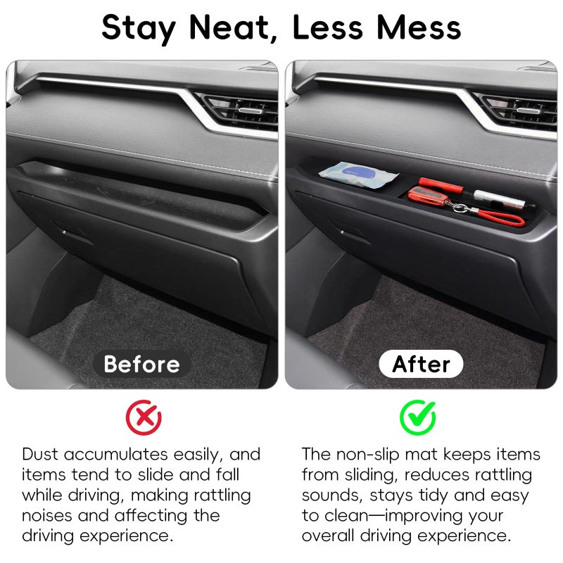 PIFOOG Passenger Storage Organizer Mat Fit for Toyota RAV4 2025 2024 2023 2022 2021 2020 2019 Glove Box Organizer Tray Car Interior Center Console Accessories Silicone Black 1 PC - Image 3