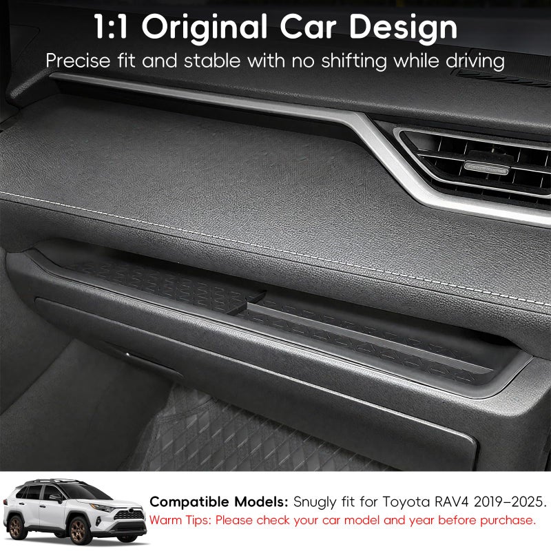 PIFOOG Passenger Storage Organizer Mat Fit for Toyota RAV4 2025 2024 2023 2022 2021 2020 2019 Glove Box Organizer Tray Car Interior Center Console Accessories Silicone Black 1 PC - Image 2