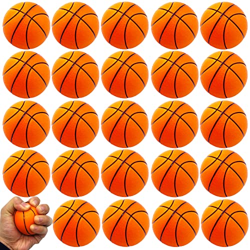 Dshengoo 24 Pack 25 Inch Basketball Stress BallMini Foam Squeeze Sports Balls for Sport Theme Party FavorKids School RewardAnxiety ReliefBirthday Gifts - Image 1