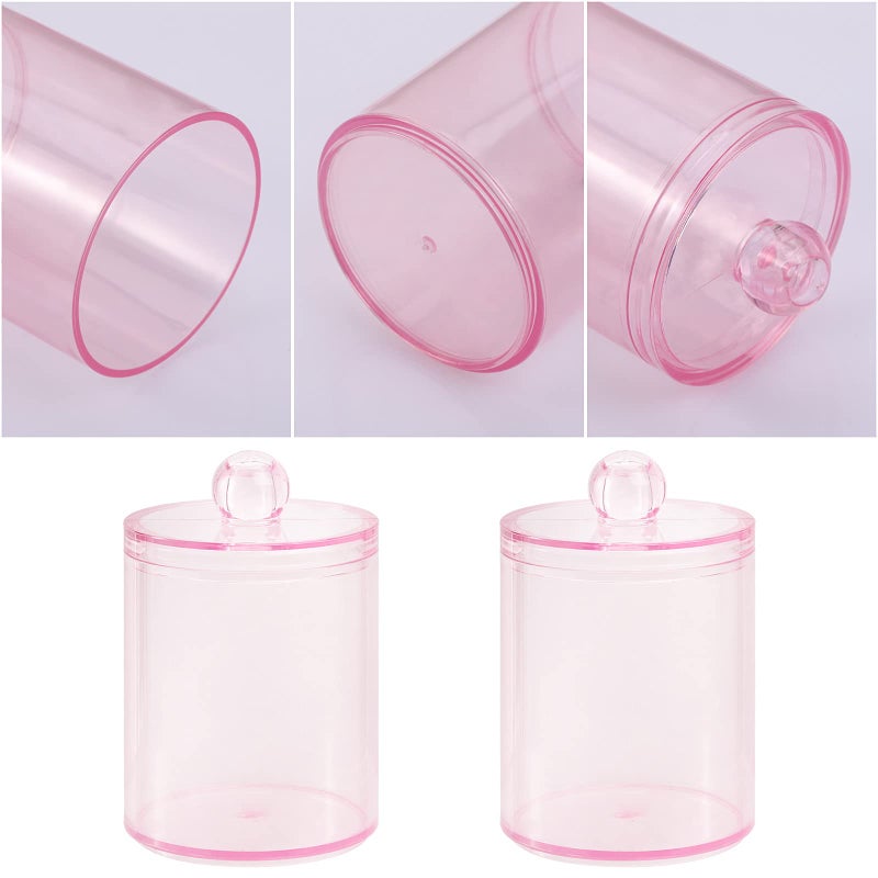 Tbestmax 6 Pack Qtip Holder, 10-Ounce Apothecary Jars with Lids for Cotton Ball Swab Pad Dispenser, Bathroom Canisters Organizer (Pink) - Image 3
