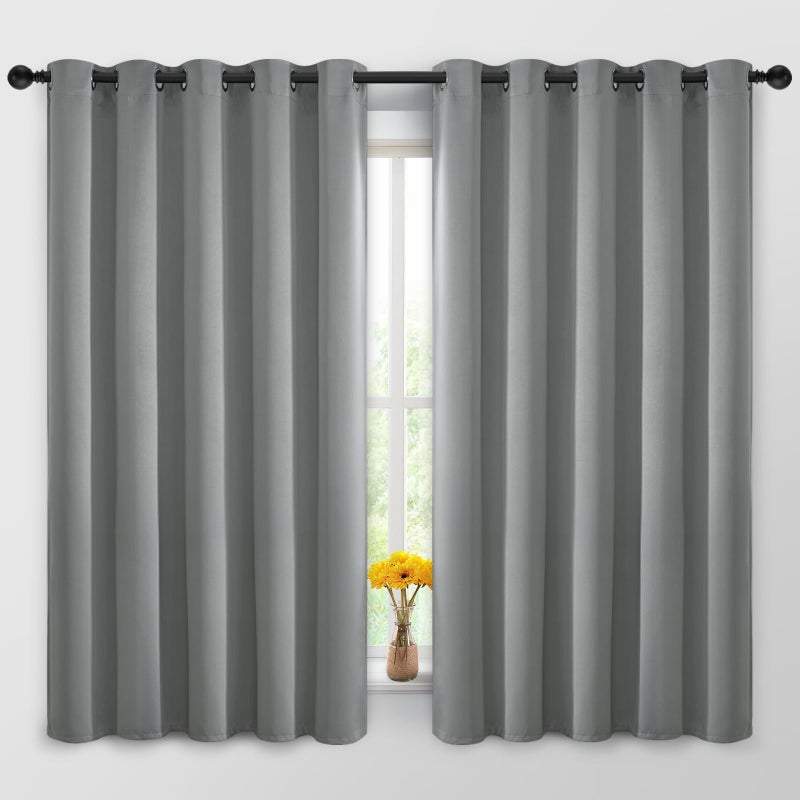 Yakamok Yakamok Dove Grey Room Darking 63 Inch Length 2 Panel Sets for Livingroom Dining Room Darkening Thermal Insulated Bay Window Hotel Modern Elegant Black Out Sunblock Curtins/Bedroom  62 x 63 Inches  - Image 1