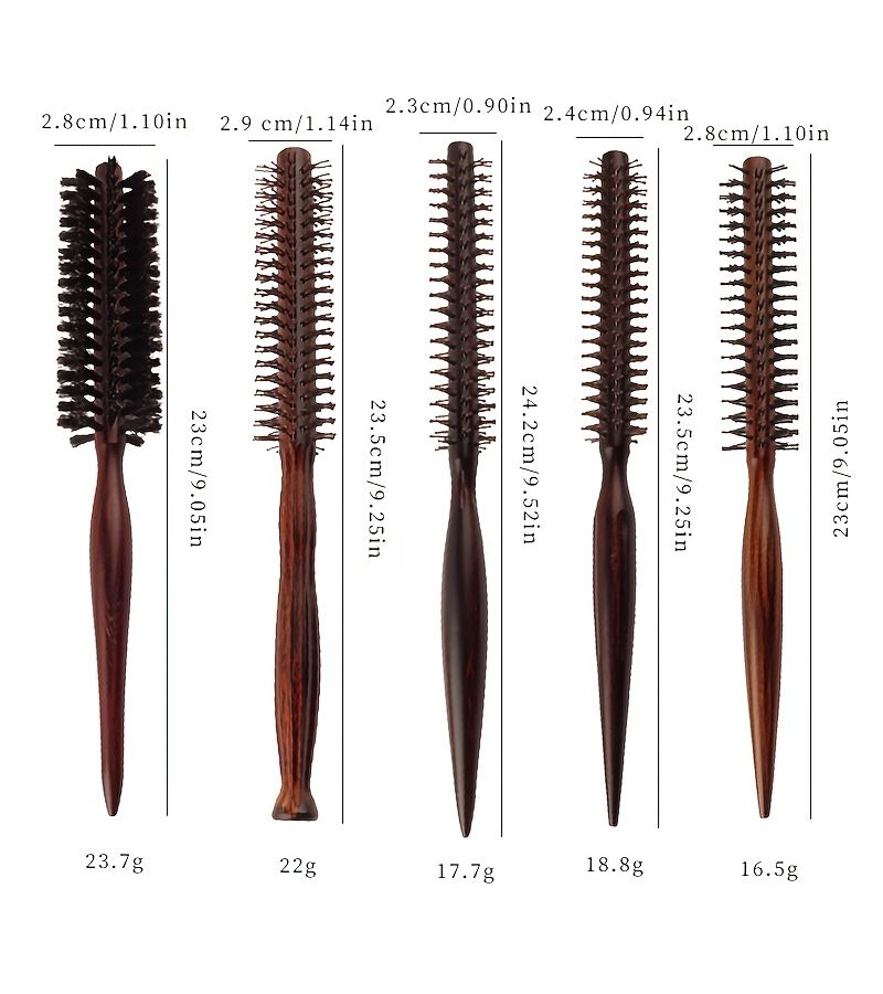Salon Professional Hair Styling Gourd Handle Brush Set 4 Piece Nylon Teeth Wooden Roller Comb For Straightening Smoothing Frizz Taming Travel Essential - Image 1