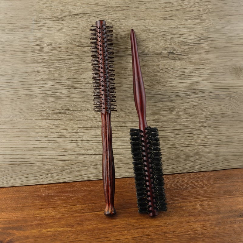 Salon Professional Hair Styling Gourd Handle Brush Set 4 Piece Nylon Teeth Wooden Roller Comb For Straightening Smoothing Frizz Taming Travel Essential - Image 4