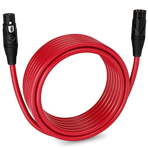 LyxPro 25 Feet XLR Microphone Cable Balanced Male to Female 3 Pin Mic Cord for Powered Speakers Audio Interface Professional Pro Audio Performance and Recording Devices - Red - Image 1