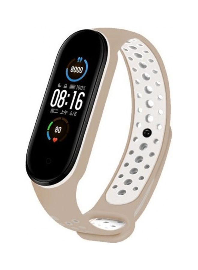 vesus Replacement Silicone Strap For Xiaomi 5/Mi Band 6 Beige/White