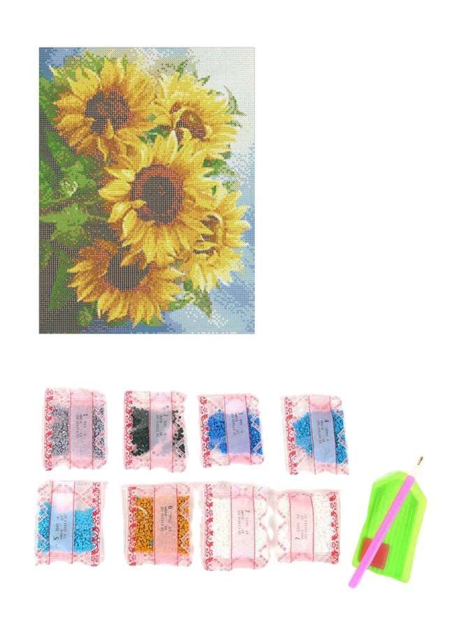 NIBEMINENT DIY 5D Diamond Flower Painting Embroidery Wall Decor Kit Yellow/Brown/Green 35 x 45centimeter - Image 1