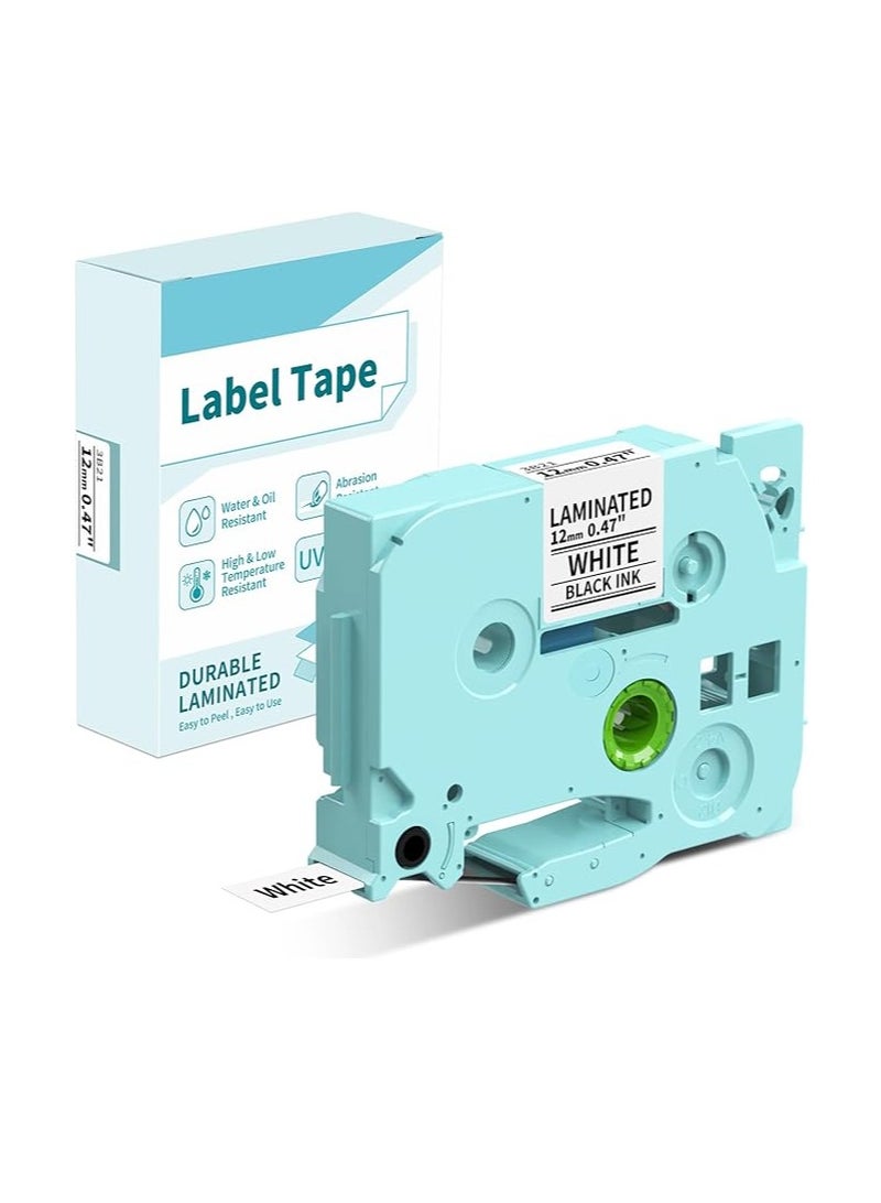 Terabyte 1-Pack 3B21 Compatible Label Roll Tape Replacement for TZ231 Laminated Label Maker Tape, for PT D200 D210 H100 1880 Vixic P3200 D210S, 12mm 0.47 Inch Black on White - Image 1