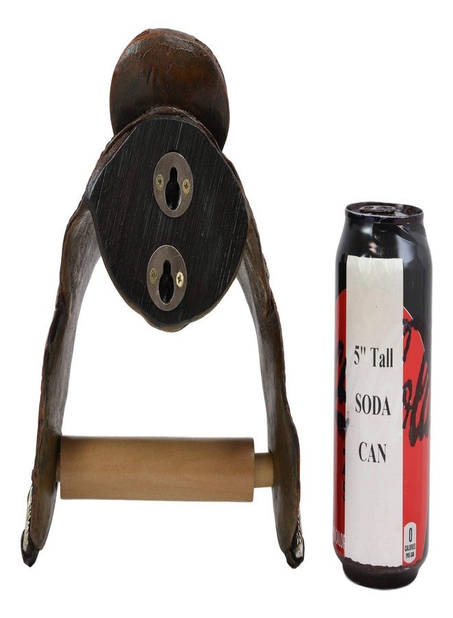 Ebros Gift Ebros Western Rustic Tooled Pattern Horse Saddle Decorative Toilet Paper Holder Figurine 7.5" Tall Powder Room Bathroom Wall Decor Plaque for Cabin Hunting Lodge Cowboy Cowgirl Horses Theme Sculpture - Image 5