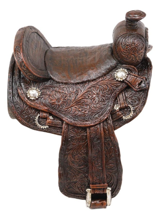 Ebros Gift Ebros Western Rustic Tooled Pattern Horse Saddle Decorative Toilet Paper Holder Figurine 7.5" Tall Powder Room Bathroom Wall Decor Plaque for Cabin Hunting Lodge Cowboy Cowgirl Horses Theme Sculpture - Image 2