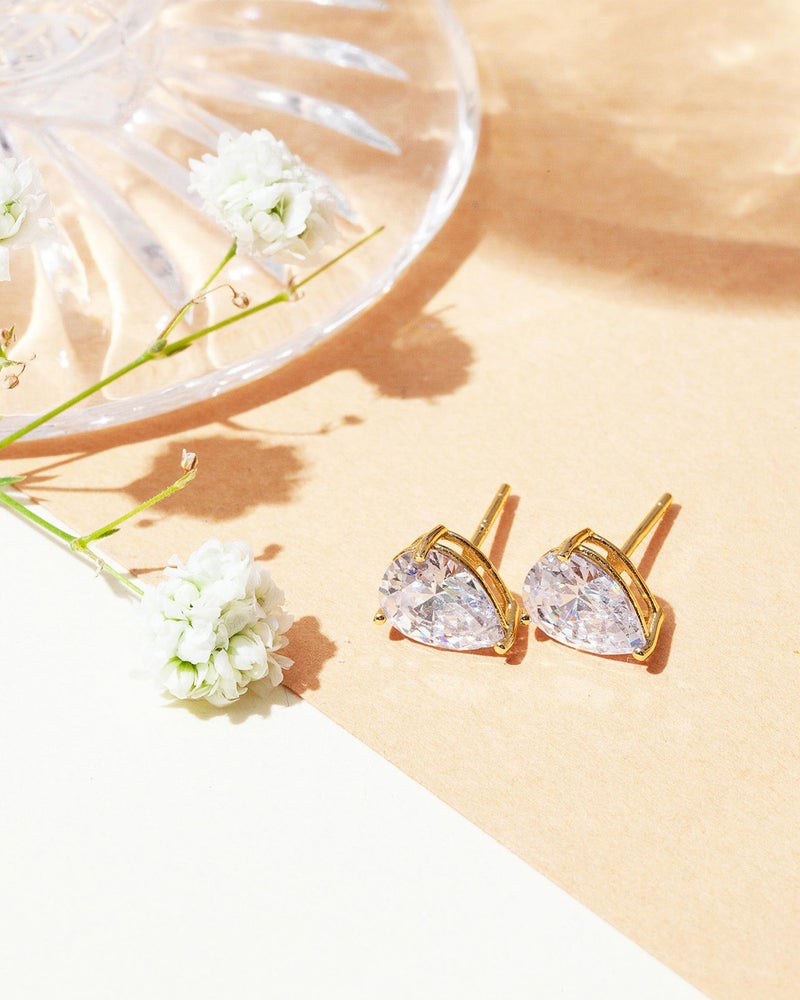 PAVOI 14K Yellow Gold Plated 925 Sterling Silver Cubic Zirconia Stud Earrings for Women - Pear 4x6mm - Image 4