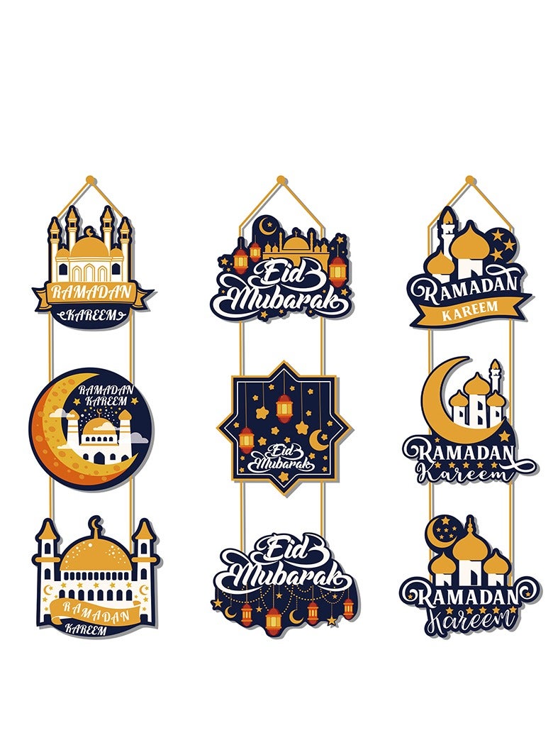 general 3 Set Eid Mubarak Decoration Ramadan Kareem  Decoration Eid Al Fitr Ramadan Hollow Door Hanging Sign Islam Mubarak Wall Pendant For Muslim Home Room Happy Ramadan Mubarak - Image 2
