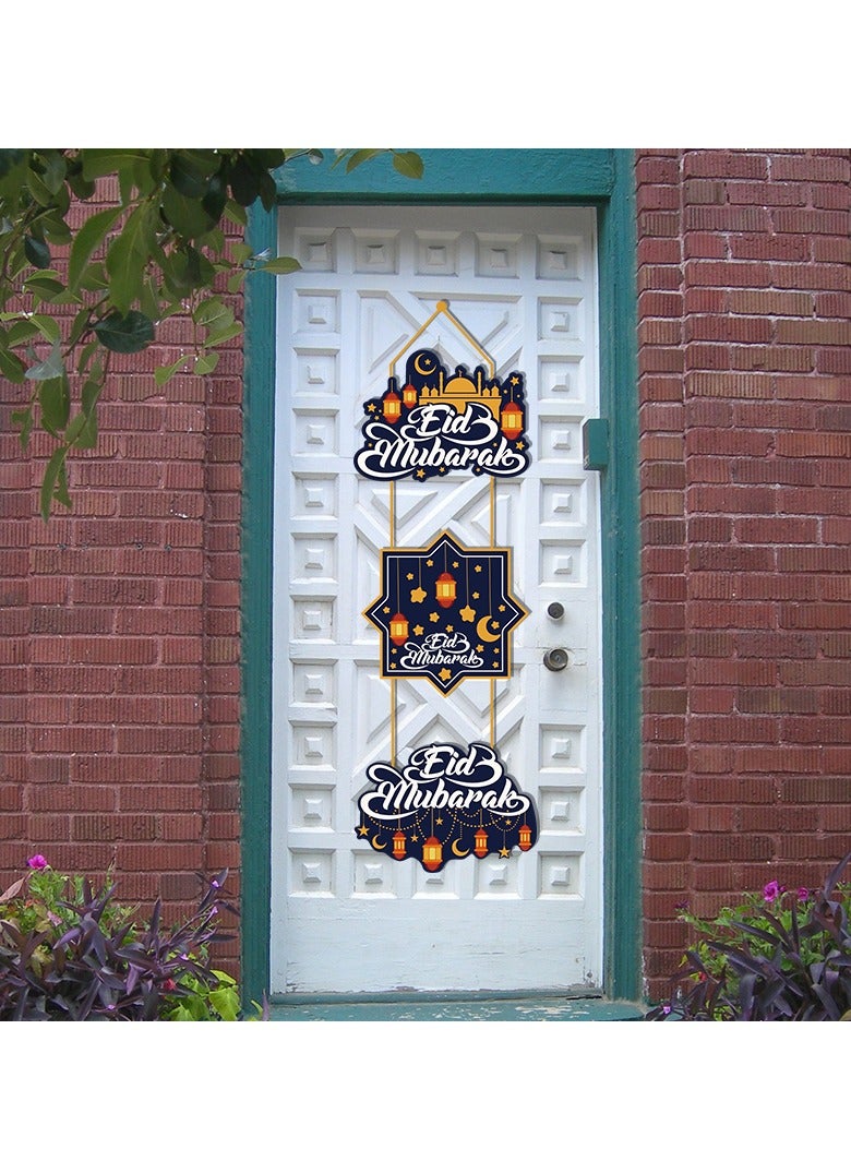 general 3 Set Eid Mubarak Decoration Ramadan Kareem  Decoration Eid Al Fitr Ramadan Hollow Door Hanging Sign Islam Mubarak Wall Pendant For Muslim Home Room Happy Ramadan Mubarak - Image 4