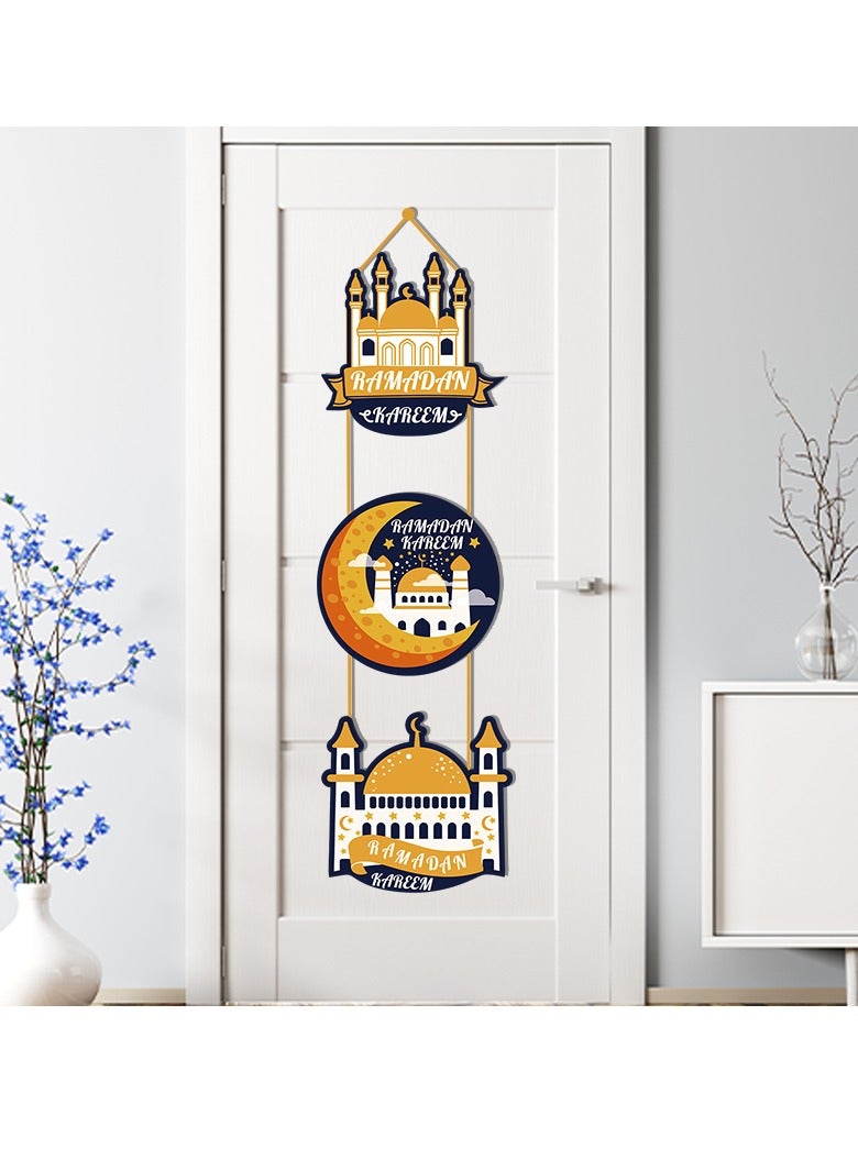 general 3 Set Eid Mubarak Decoration Ramadan Kareem  Decoration Eid Al Fitr Ramadan Hollow Door Hanging Sign Islam Mubarak Wall Pendant For Muslim Home Room Happy Ramadan Mubarak - Image 5