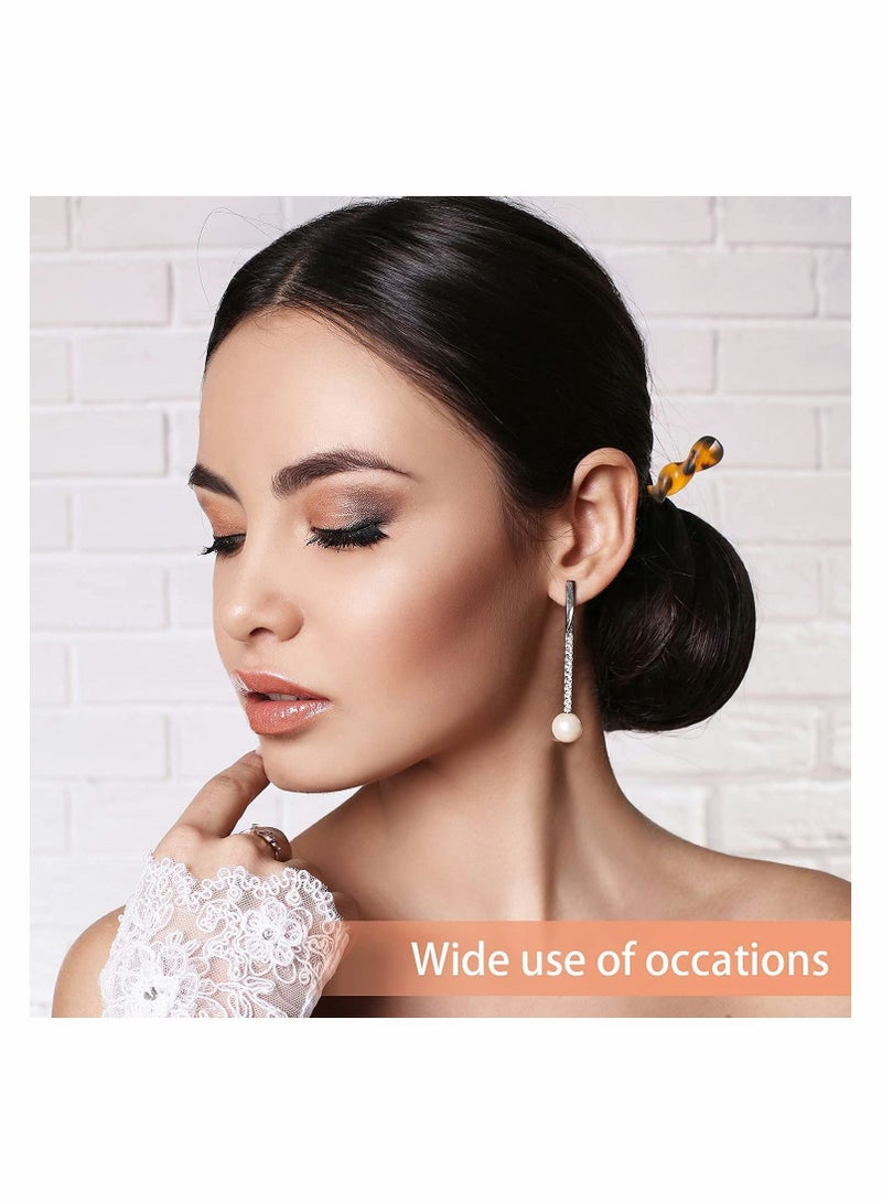 Y&D ELECDON Acetate Hair Sticks Twist Chopsticks, Vintage Leopard Print Tortoise Shell Hairpin Chopsticks Disk Accessories, Chinese Retro Hairpins Sticks(6 Pcs) - Image 5