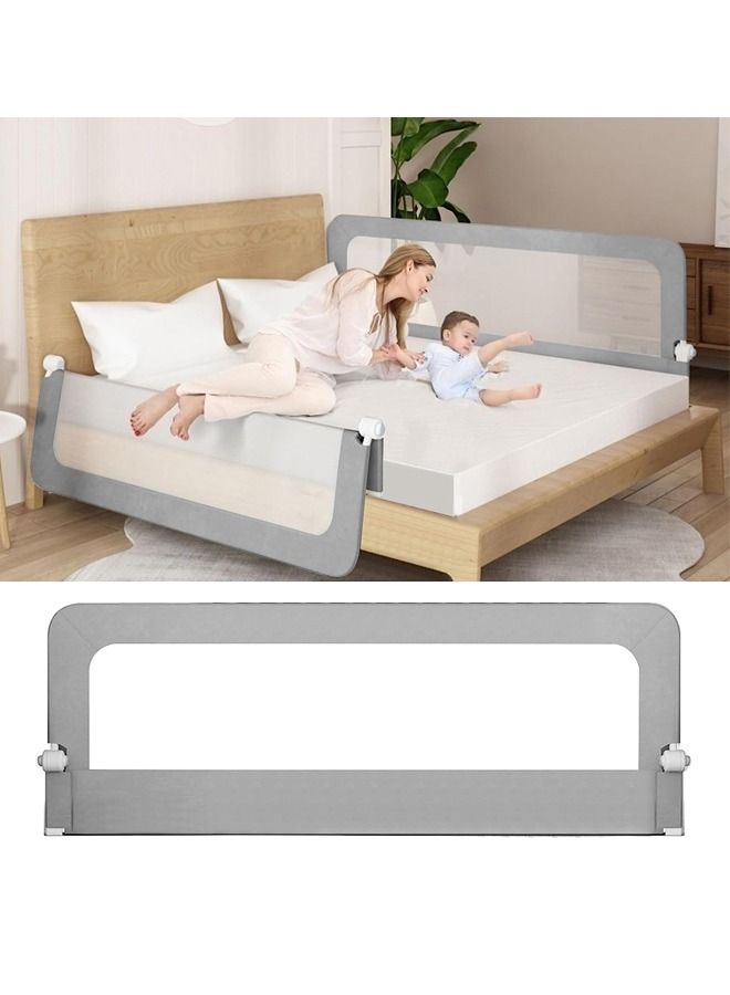 Foldable Crib Bed Rail Guard| Upgraded Child Guardrail Designed for Single Bed and Double Bed | Height Adjustable Comfortable Safety One-Piece Fence