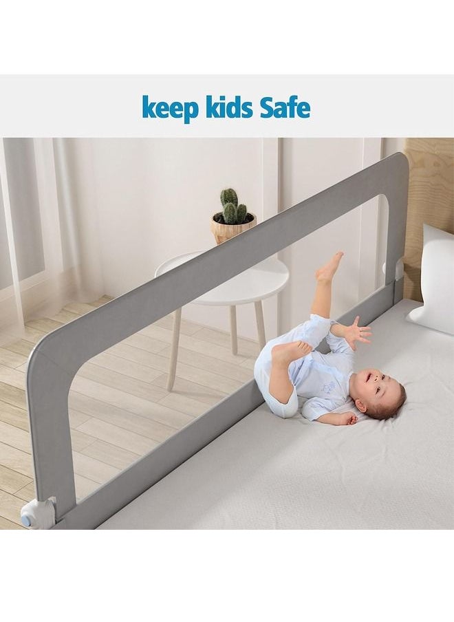 Beauenty Foldable Crib Bed Rail Guard| Upgraded Child Guardrail Designed for Single Bed and Double Bed | Height Adjustable Comfortable Safety One-Piece Fence  - Image 4
