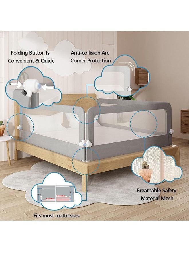 Beauenty Foldable Crib Bed Rail Guard| Upgraded Child Guardrail Designed for Single Bed and Double Bed | Height Adjustable Comfortable Safety One-Piece Fence  - Image 5