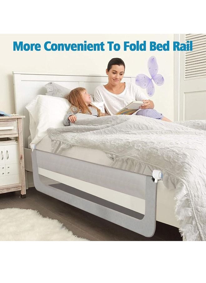 Beauenty Foldable Crib Bed Rail Guard| Upgraded Child Guardrail Designed for Single Bed and Double Bed | Height Adjustable Comfortable Safety One-Piece Fence  - Image 3
