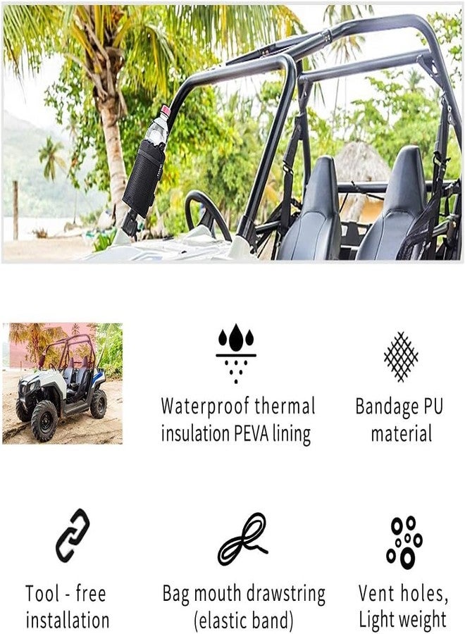 HUMUTA UTV Roll Bar Cup Holder with Mesh Pocket, Water Bottle Drink Holder for Stroller, Rollator, Walker, Bike, Wheelchair, Scooter, Boat, Golf cart - fits 1.5" - 2.3" Roll Cage (3.5 x 5 Inch) - Image 4
