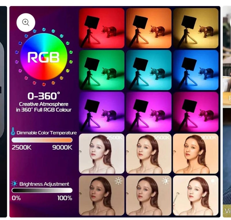 RGB Pocket Lamp 3, Professional LED Video Light Streaming with RGB and Tricolour Modes, 13W, Built-in 1800mA Battery, Type-C Charging - Image 3