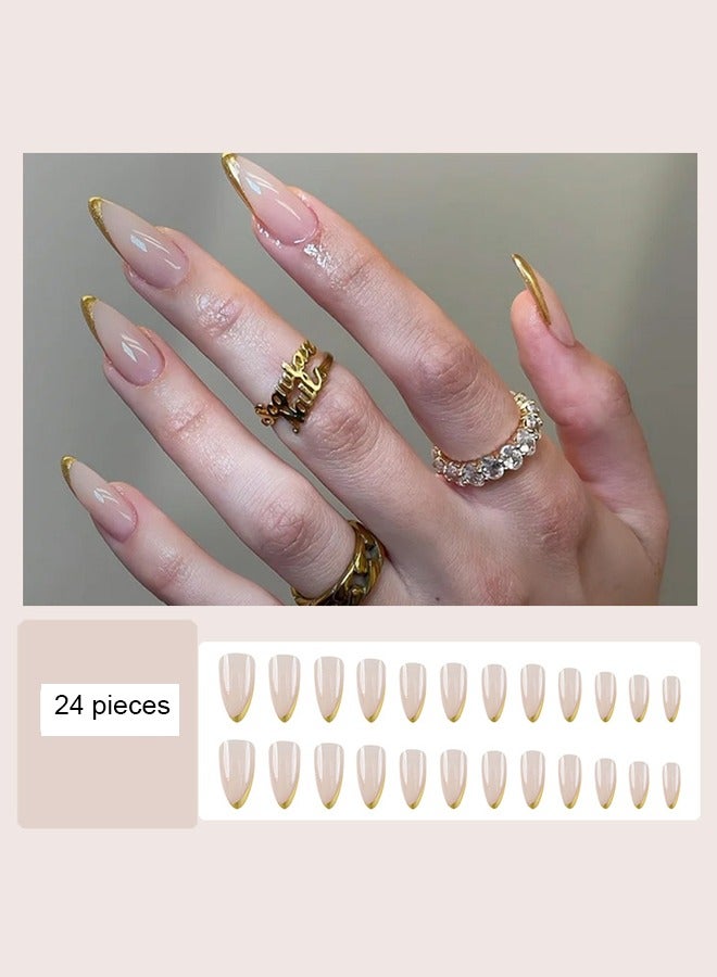 Gold Fake nails, wearable nails, foreign trade wearable nail stickers, European and American nail plates, finished products - Image 1