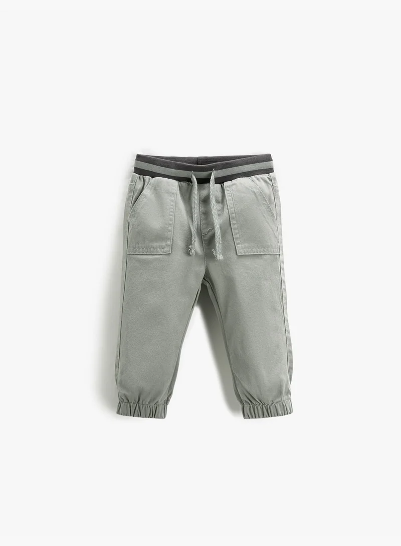 كوتون Drawstring Jogger Trousers Pocket Detail Cotton
