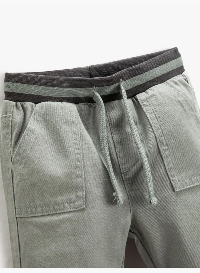 كوتون Drawstring Jogger Trousers Pocket Detail Cotton