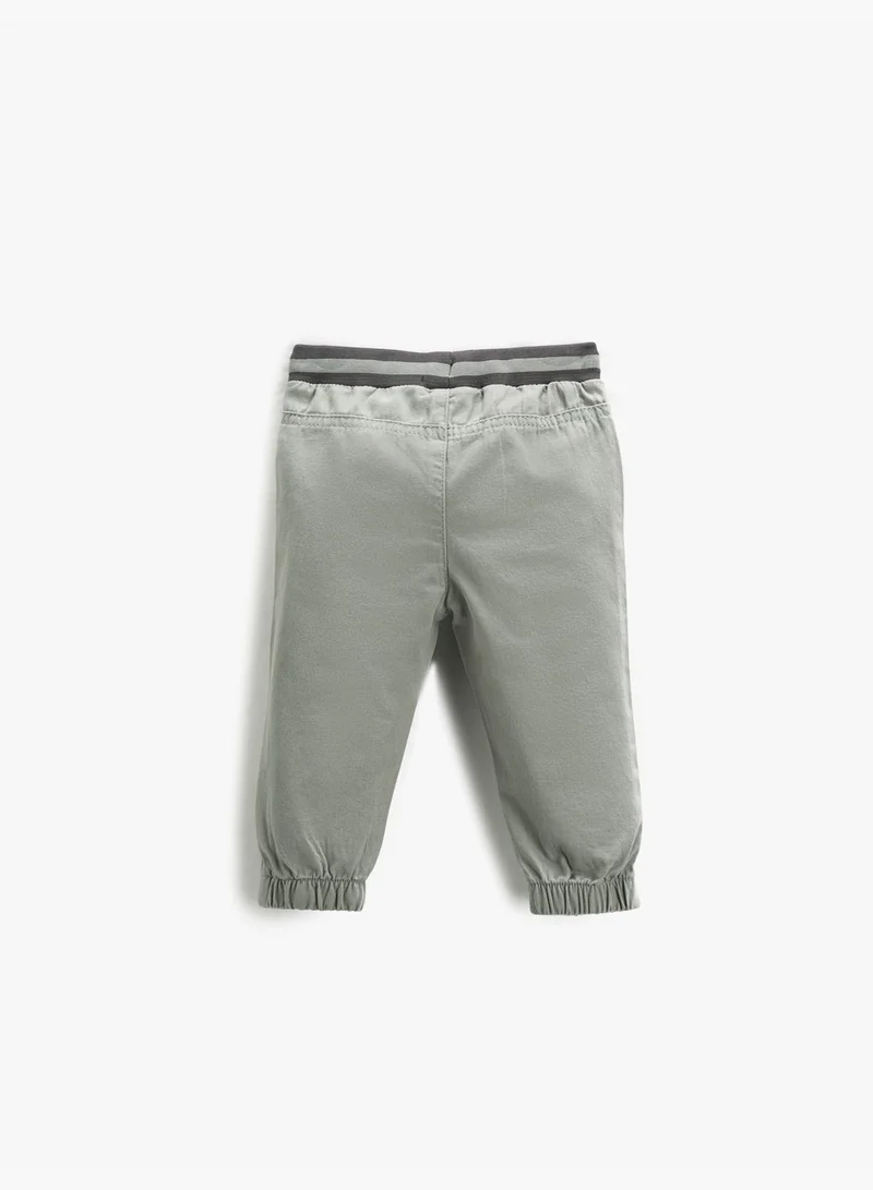 كوتون Drawstring Jogger Trousers Pocket Detail Cotton