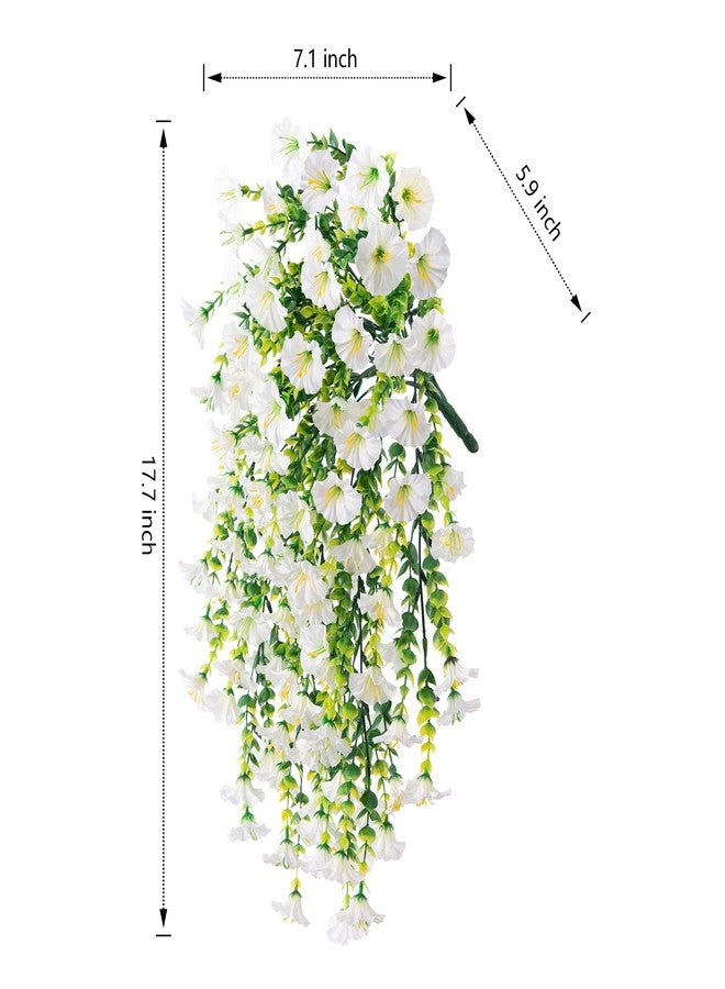 Ivydale 2 PCS Artificial Hanging Flowers Fake Plants for Winter Christmas Outdoor,Faux Silk White Morning Glory with Eucalyptus UV Resistant Realistic Hanging Petunias Vines for Home Garden Decor - Image 3